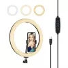 PULUZ PU656B 10 colių LED žiedinė šviesa su telefono laikikliu ir trikoju, 12W, 3000K-6500K, USB maitinimas, skirta tiesioginėms transliacijoms, TikTok, YouTube, makiažui, fotografijai