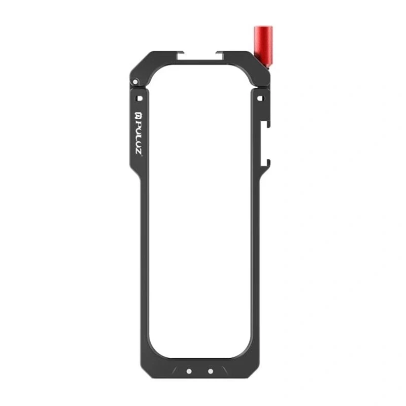 PULUZ PU759B Aliuminio lydinio apsauginis narvas, skirtas Insta360 X5 veiksmo kamerai su 1/4 colio-20 sriegiais ir šalto bato laikikliu
