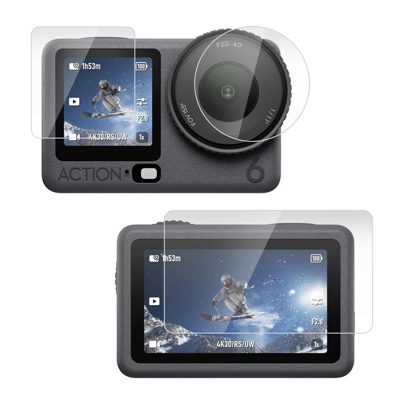 PULUZ Grūdinto stiklo ekrano ir objektyvo apsaugų rinkinys, skirtas DJI Osmo Action 3/4 (3 vnt.)