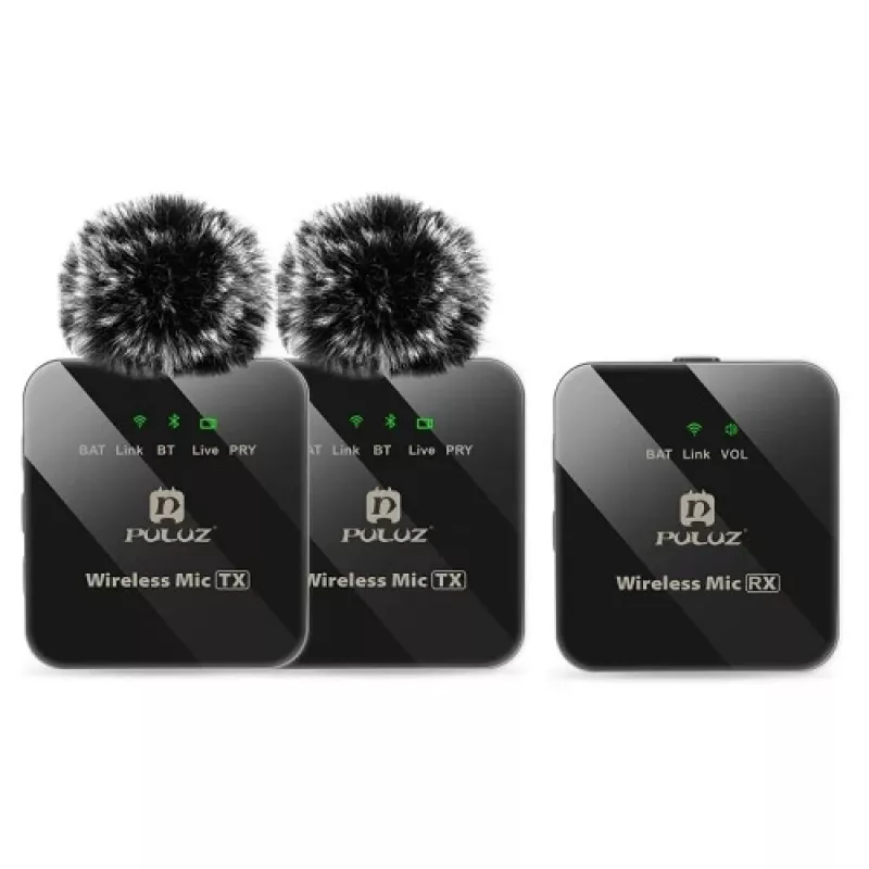 PULUZ Wireless Digital Dual Microphone with Clip, OTG USB Type-C, Lightning