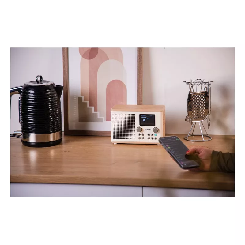 Pure Classic H4 DAB/DAB+/FM skaitmeninis radijas su Bluetooth, Cotton White/Oak