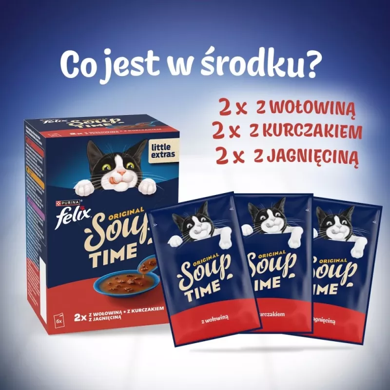PURINA FELIX Soup Original Country Flavours 6x48g šlapias kačių ėdalas
