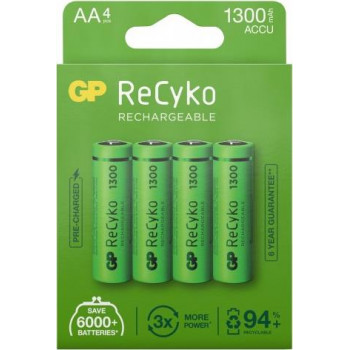 GP ReCyko AA NiMH akumuliatoriai, 1300 mAh, 1,2 V, 4 vnt.