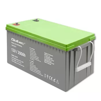 Qoltec 53079 Deep Cycle Gel Battery 12V 200Ah (62.5kg)