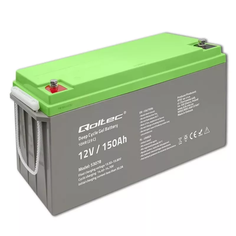 Qoltec giliųjų ciklų gelio baterija 12V 150Ah 44,5kg