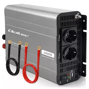 Qoltec modifikuotos sinusoidės įtampos keitiklis 12V į 230V 2000W/4000W su USB, suderinamas su LiFePO4 GEL AGM