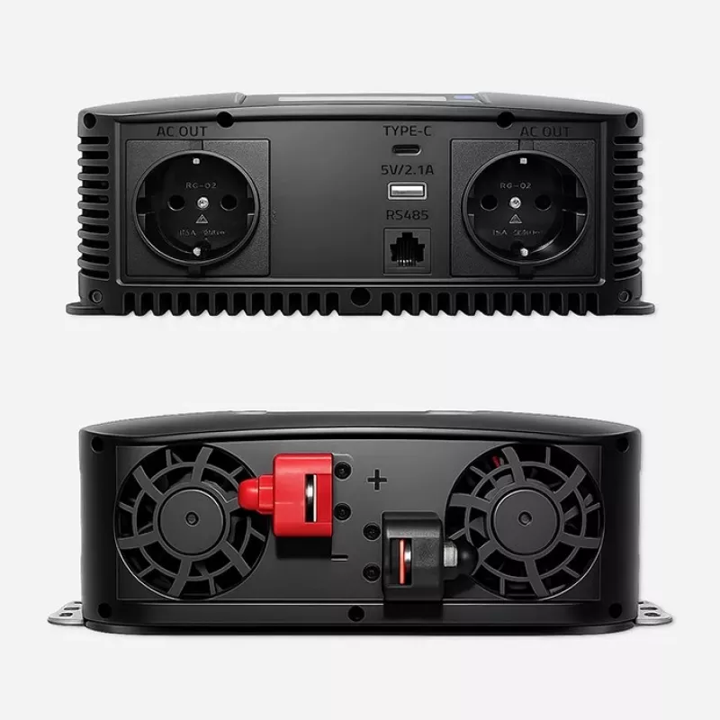 Qoltec grynos sinusoidės keitiklis 12V į 230V 2000W/4000W su LCD, USB, USB-C, suderinamas su LiFePO4/GEL/AGM