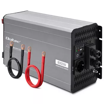 Qoltec grynos sinusoidės keitiklis su UPS 12V į 230V 4000W/8000W USB LiFePO4 GEL AGM