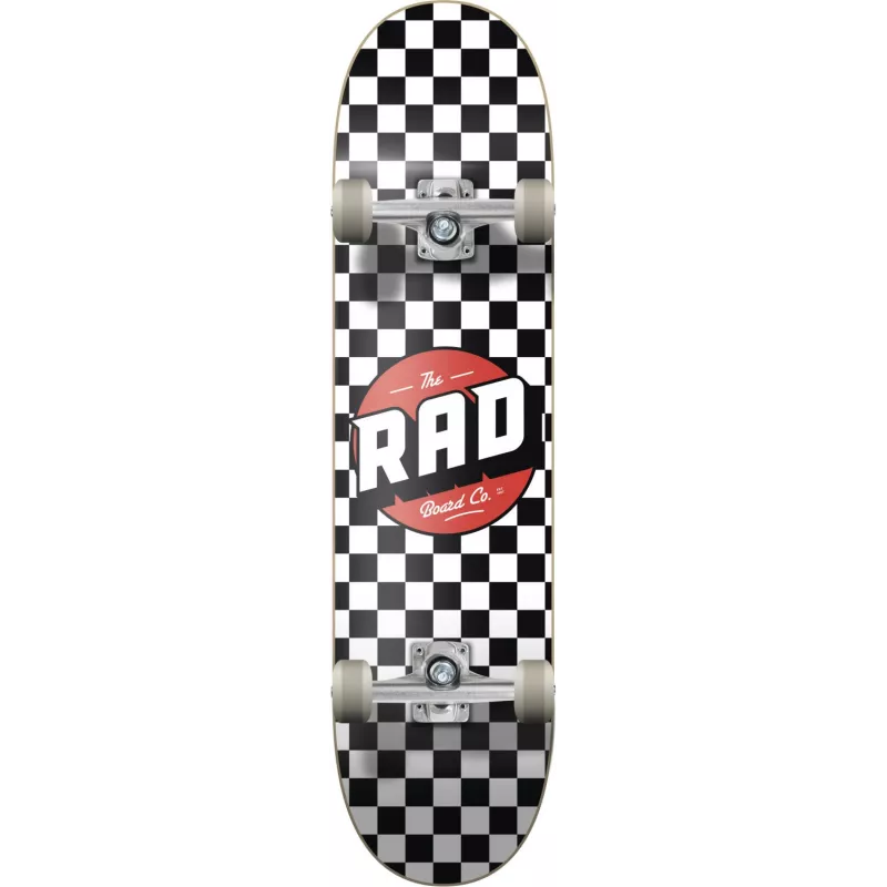 RAD Checker Stripe Complete Skateboard 7.75 White