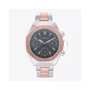 RADIANT Vyriškas analoginis kvarcinis laikrodis RA628704 - 44mm nerūdijančio plieno korpusas, juodas ciferblatas, sidabrinė Milano tinklelio apyrankė, 5 ATM