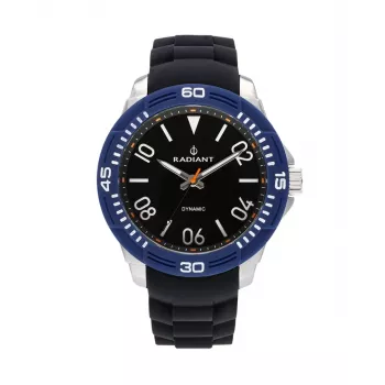 RADIANT vyriškas laikrodis RA503602 (46 mm) – juodas ciferblatas, juodas dirbtinės odos dirželis, kvarcinis analoginis