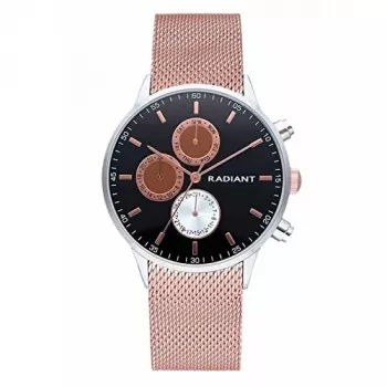 RADIANT New Man Vyriškas analoginis kvarcinis laikrodis RA601704 41mm juodas ciferblatas nerūdijančio plieno tinklelio dirželis
