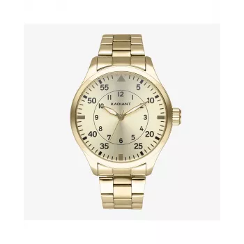 RADIANT RA631203 Vyriškas analoginis kvarcinis laikrodis 43mm nerūdijančio plieno juodas ciferblatas sidabrinė apyrankė
