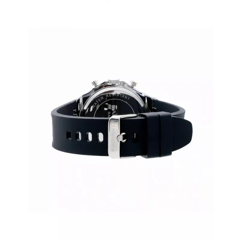 RADIANT RA651704 Vyriškas analoginis kvarcinis laikrodis – 44mm nerūdijančio plieno, juodas ciferblatas, sidabrinė apyrankė