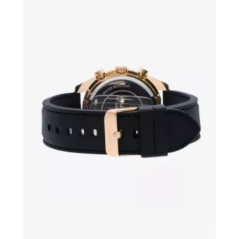 RADIANT RA668709 Vyriškas analoginis kvarcinis laikrodis 44mm juodu ciferblatu, odiniu dirželiu