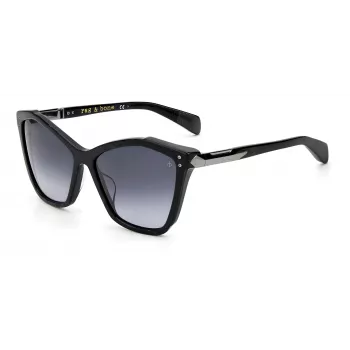 RAG&BONE moteriški akiniai nuo saulės RNB1045GS6FQ5 - Havana Tortoise acetatinis rėmelis, pilki polikarbonatiniai lęšiai, 57 mm