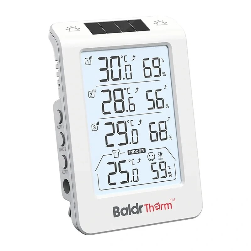 RAINPOINT BALDRTHERM B0598 3 kanalų termohigrometras su automatiniu foniniu apšvietimu