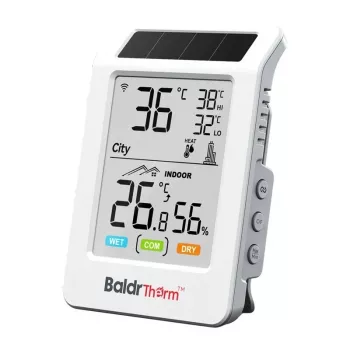 Rainpoint Baldrtherm HCS596WB saulės energija varomas Wi-Fi termohigrometras su programėlės valdymu ir nuotoliniu jutikliu