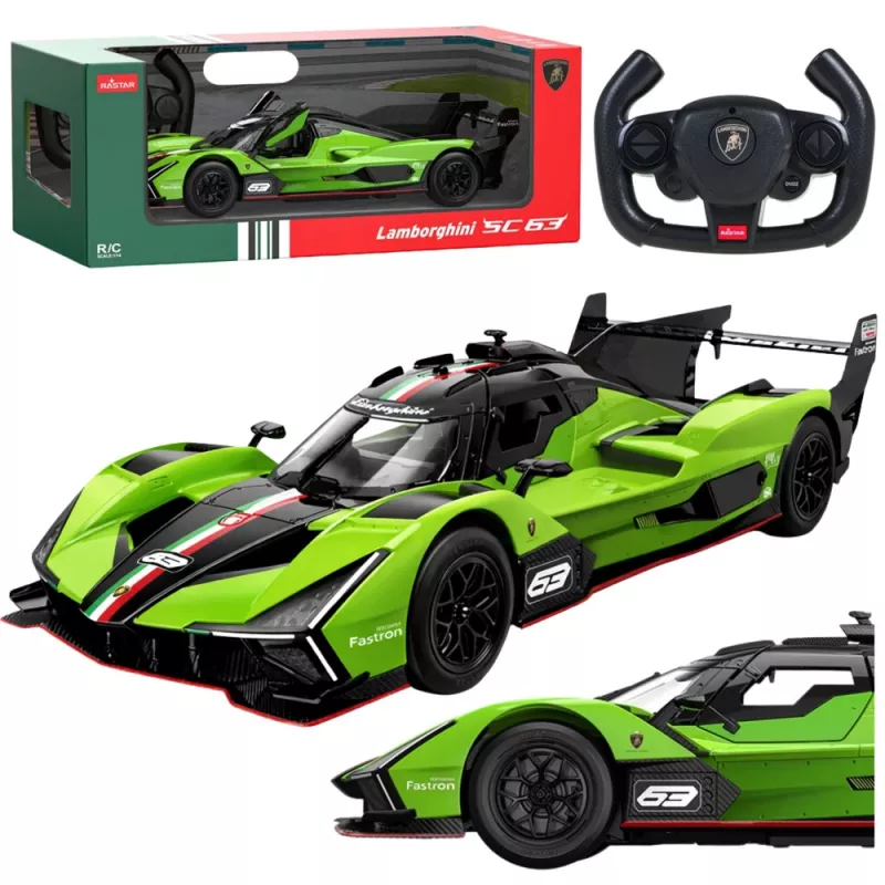 Rastar Lamborghini SC63 nuotolinio valdymo lenktyninis automobilis RC žalias 1:14