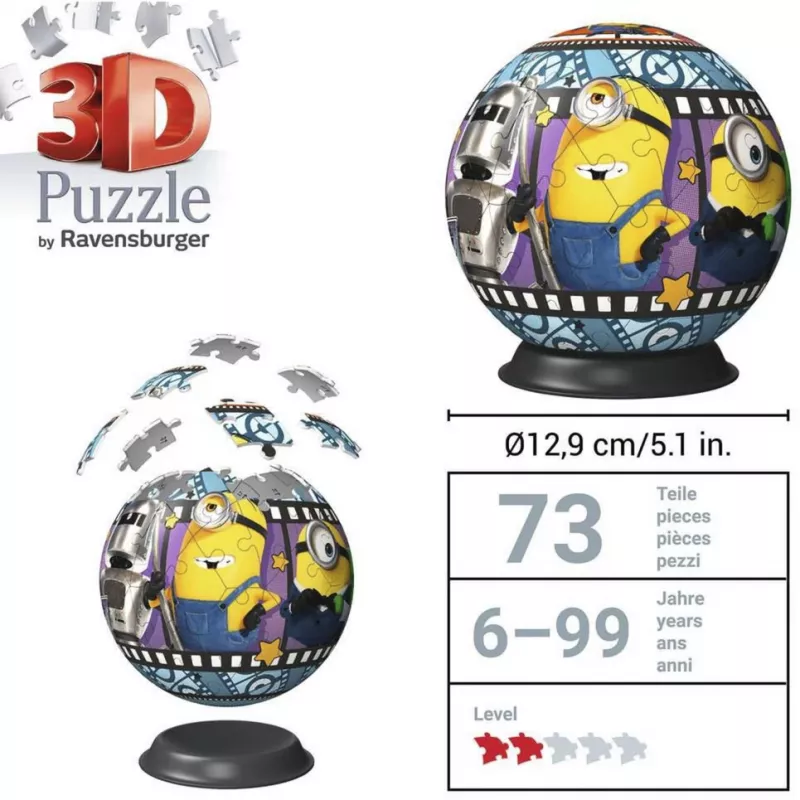 RAVENSBURGER 3D Puzzleball Minions 3 – 72 dalys