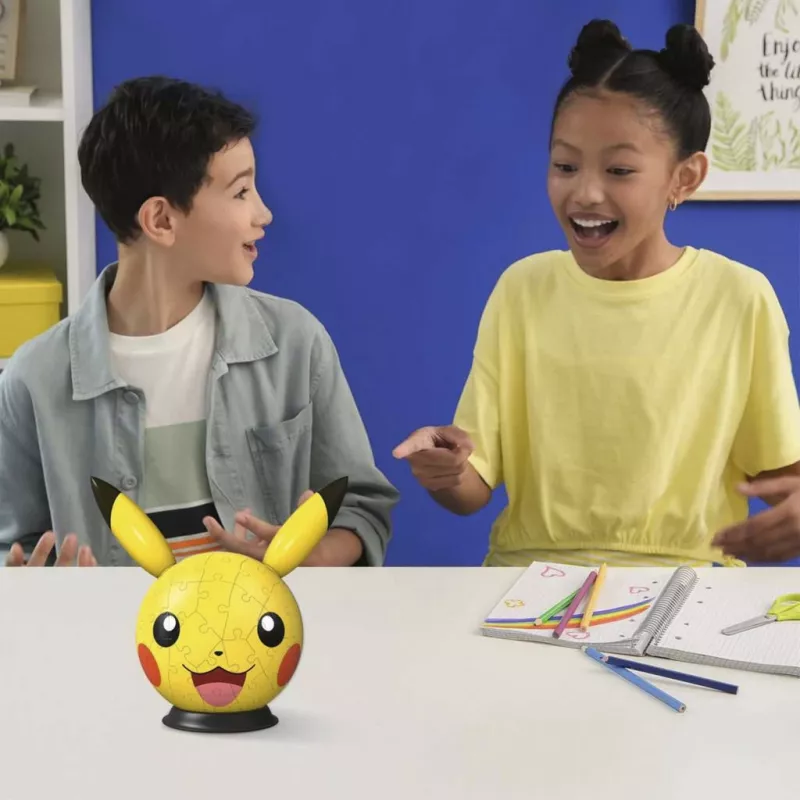Ravensburger 3D Puzzleball Pokémon Pikachu su ausimis - 54 dalys