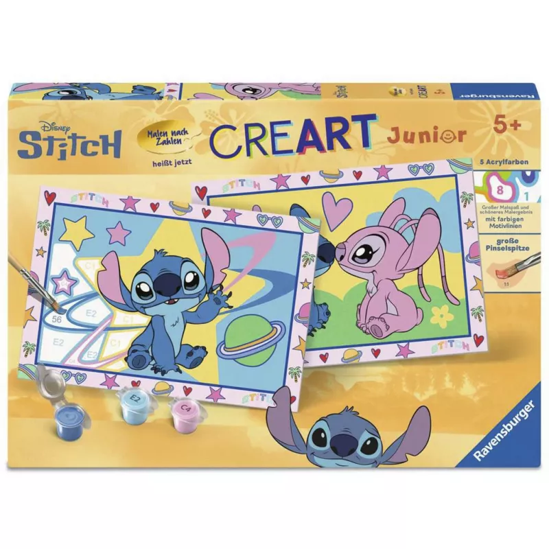 RAVENSBURGER CreArt Junior - Stitch & Angel Piešimo pagal skaičius rinkinys