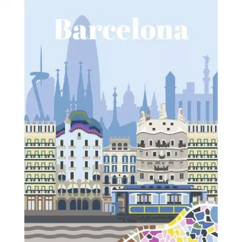 RAVENSBURGER CreArt Piešimas pagal skaičius rinkinys - Spalvinga Barcelona