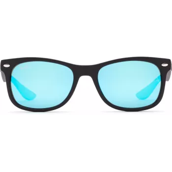 Ray-Ban Junior RJ9052S100S55 Akiniai - Blizgantis juodas rėmelis, šviesiai mėlynas veidrodinis lęšis, 48 mm