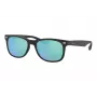 Ray-Ban Junior RJ9052S100S55 Akiniai - Blizgantis juodas rėmelis, šviesiai mėlynas veidrodinis lęšis, 48 mm