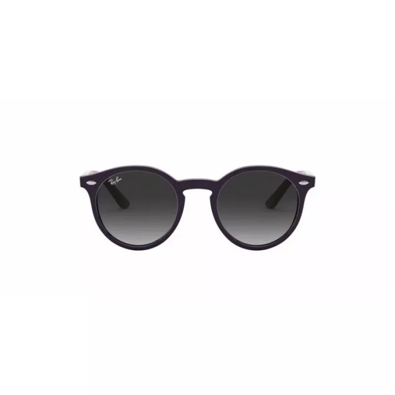 Ray-Ban Junior RJ9064S70218G Vaikiški akiniai nuo saulės, apvalūs, permatomas rožinis rėmelis, pilki gradientiniai lęšiai, 44 mm