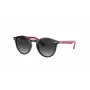 Ray-Ban Junior RJ9064S70218G Vaikiški akiniai nuo saulės, apvalūs, permatomas rožinis rėmelis, pilki gradientiniai lęšiai, 44 mm