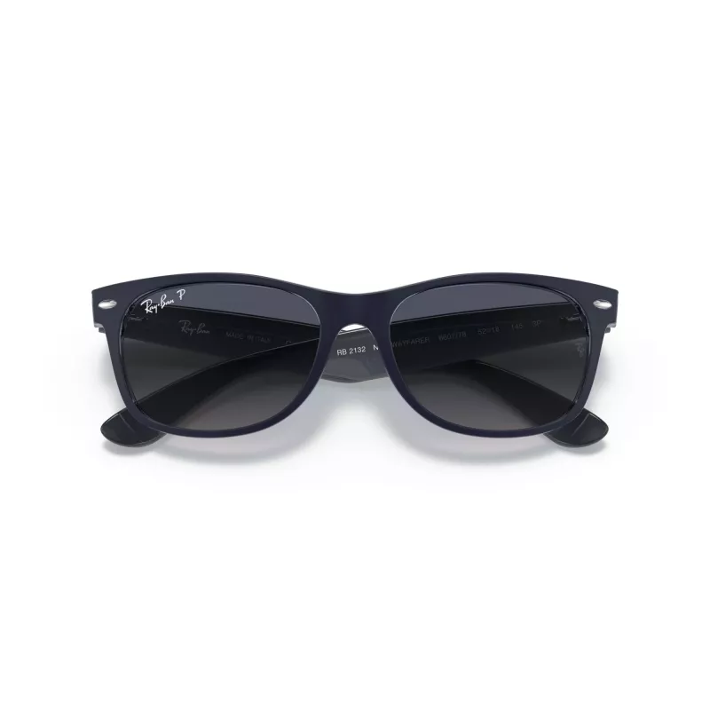 Ray-Ban RB2132 New Wayfarer akiniai nuo saulės Havana mėlyni gradientiniai poliarizuoti 55/18/145 mm unisex