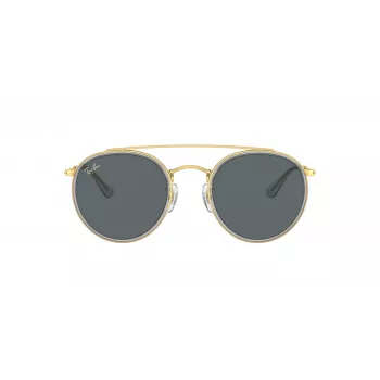 Ray-Ban RB3647N Round Double Bridge Akiniai Varinis Rėmas Šviesiai Mėlyni Gradientiniai Lęšiai 51mm
