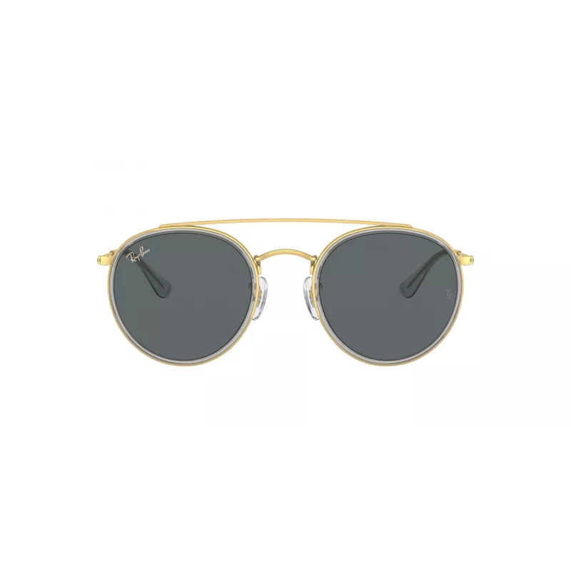 Ray-Ban RB3647N Round Double Bridge Akiniai Varinis Rėmas Šviesiai Mėlyni Gradientiniai Lęšiai 51mm