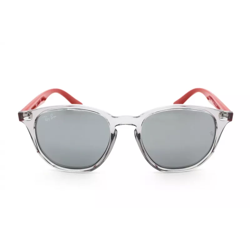 Ray-Ban RJ9070S70636G Vaikiški akiniai nuo saulės Skaidriai pilkas propionato rėmelis Šviesiai mėlyni gradientiniai lęšiai 46mm