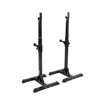 REBEL ACTIVE Reguliuojamas štangos stovas / Pritūpimo stovas - 200 kg talpa, 10 aukščio lygių, juoda/raudona