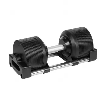REBEL ACTIVE Reguliuojamas ketaus hantelis 36 kg, 1 kg žingsniais, automatinė ratukų sistema, vienas hantelis, juoda/raudona