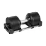 REBEL ACTIVE Reguliuojamas ketaus hantelis 36 kg, 1 kg žingsniais, automatinė ratukų sistema, vienas hantelis, juoda/raudona