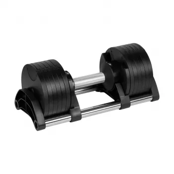 REBEL ACTIVE Reguliuojamas ketaus hantelis 24 kg, greito pasirinkimo ratukas, 2 kg žingsniai, juodas