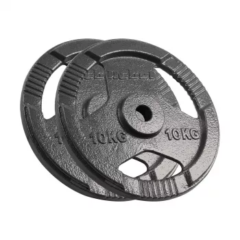 REBEL ACTIVE Ketaus svorių rinkinys 2x10kg, anga 31mm, diskas su rankenomis, juodas