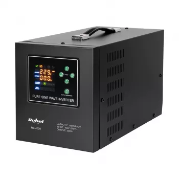 Rebel POWER-1500-LFP4 avarinis maitinimo šaltinis – gryno sinusinio signalo keitiklis su 12V įkrovimo funkcija, 230V, 1500VA/1050W