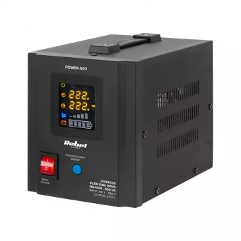 Rebel POWER-500 Nepertraukiamo maitinimo šaltinis - Grynosios sinusinės bangos keitiklis su įkrovikliu 12V 230V 500VA/300W