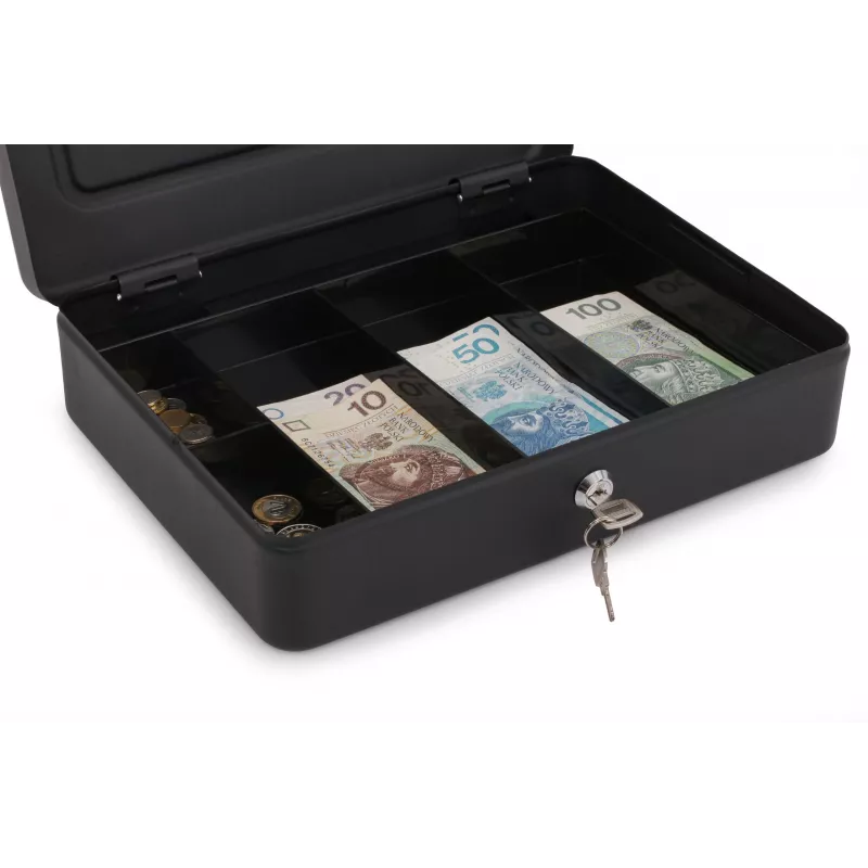 RED EAGLE BOX-300 Metalinė kasos dėžutė su raktu, juoda, plieninė