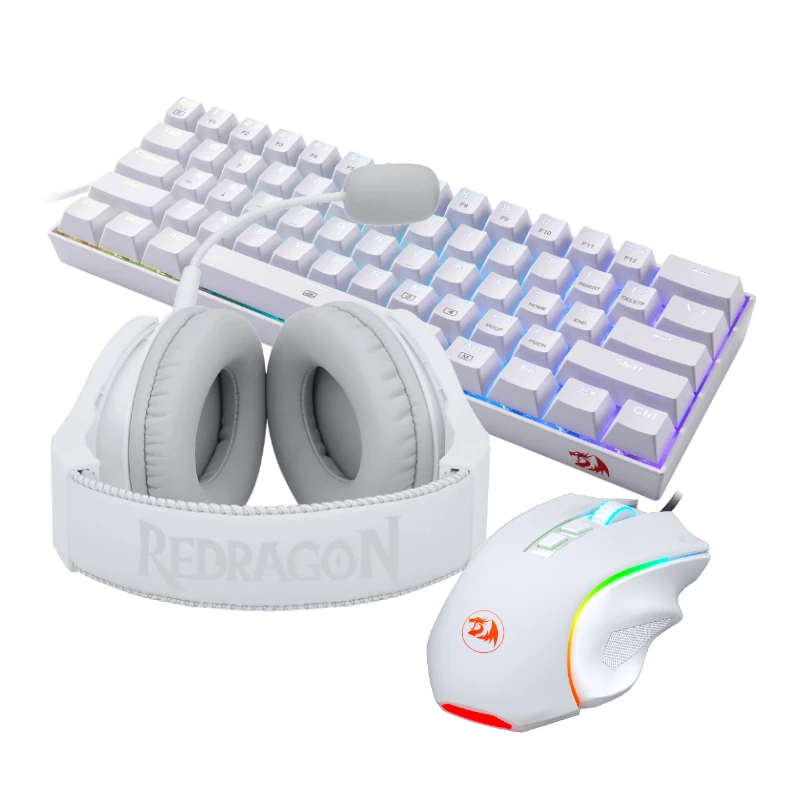 REDRAGON 3-in-1 laidinis žaidimų rinkinys - klaviatūra, pelė, ausinės - balta