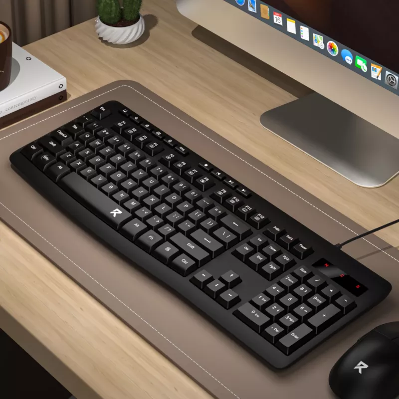 Redragon BK-7366 pilno dydžio ergonomiška laidinė membraninė biuro klaviatūra - juoda