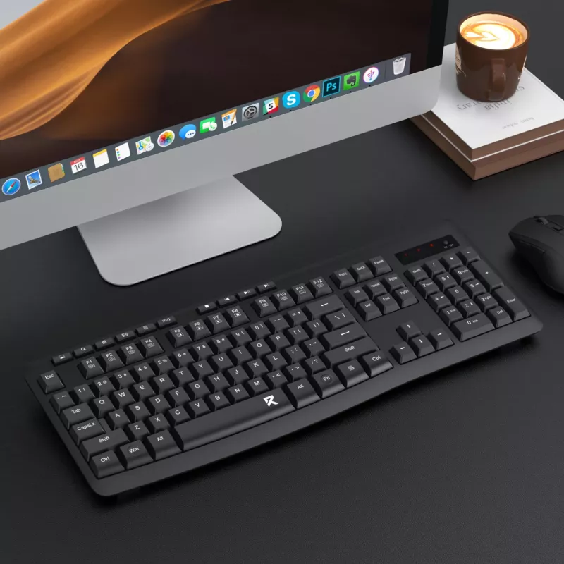 Redragon BK-7367 Pilno dydžio ergonomiška belaidė membraninė biuro klaviatūra - juoda