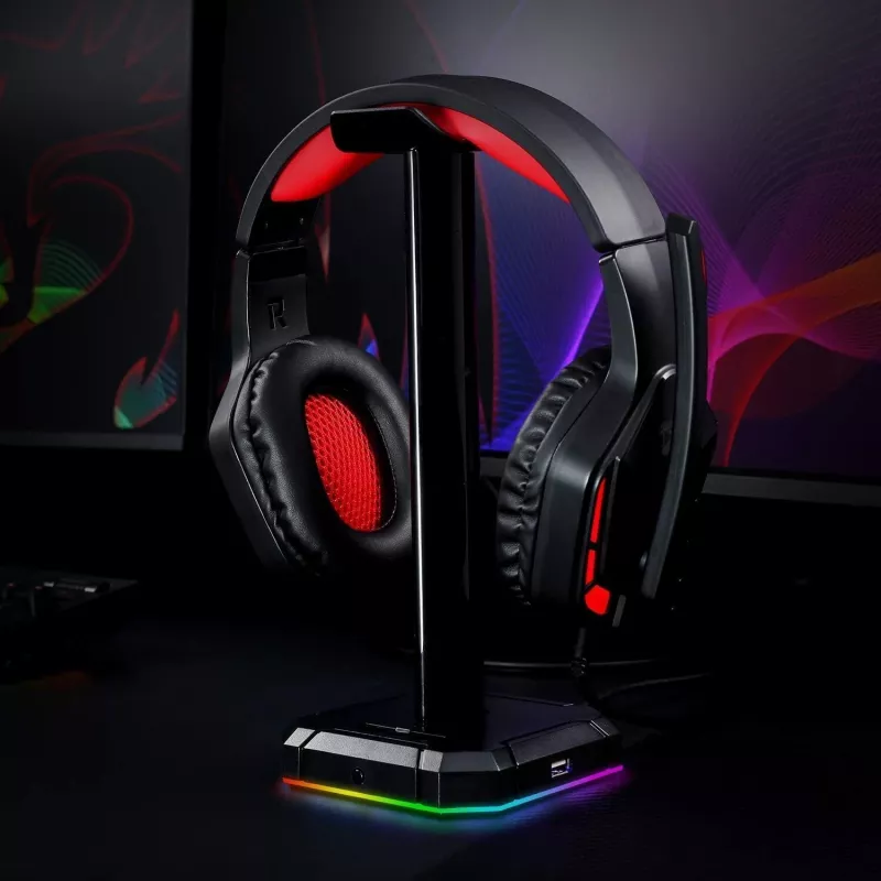 Redragon HA300 Scepter Pro RGB ausinių stovas su 4 prievadų USB 2.0 šakotuvu