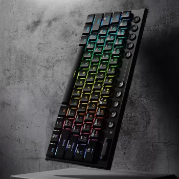 REDRAGON Horus Mini Pro 61 klavišų trijų režimų belaidė RGB žemo profilio mechaninė žaidimų klaviatūra - juoda (raudoni jungikliai)