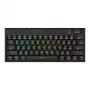 REDRAGON Horus Mini Pro 61 klavišų trijų režimų belaidė RGB žemo profilio mechaninė žaidimų klaviatūra - juoda (raudoni jungikliai)