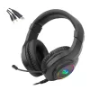 REDRAGON HYLAS H260RGB Ausinės žaidimams per ausį su nuimamu mikrofonu, 50mm tvarkyklės, RGB apšvietimas, 3.5mm garsas + USB maitinimas, juodos